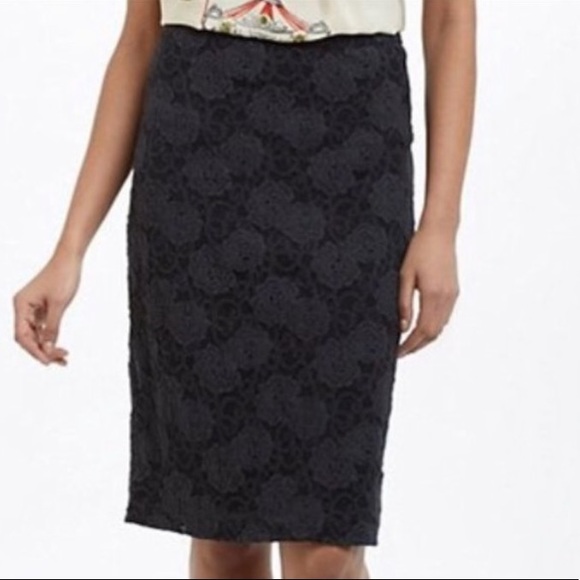 Anthropologie Maeve Charcoal Gray Lace Pencil Skirt XS - Picture 2 of 8